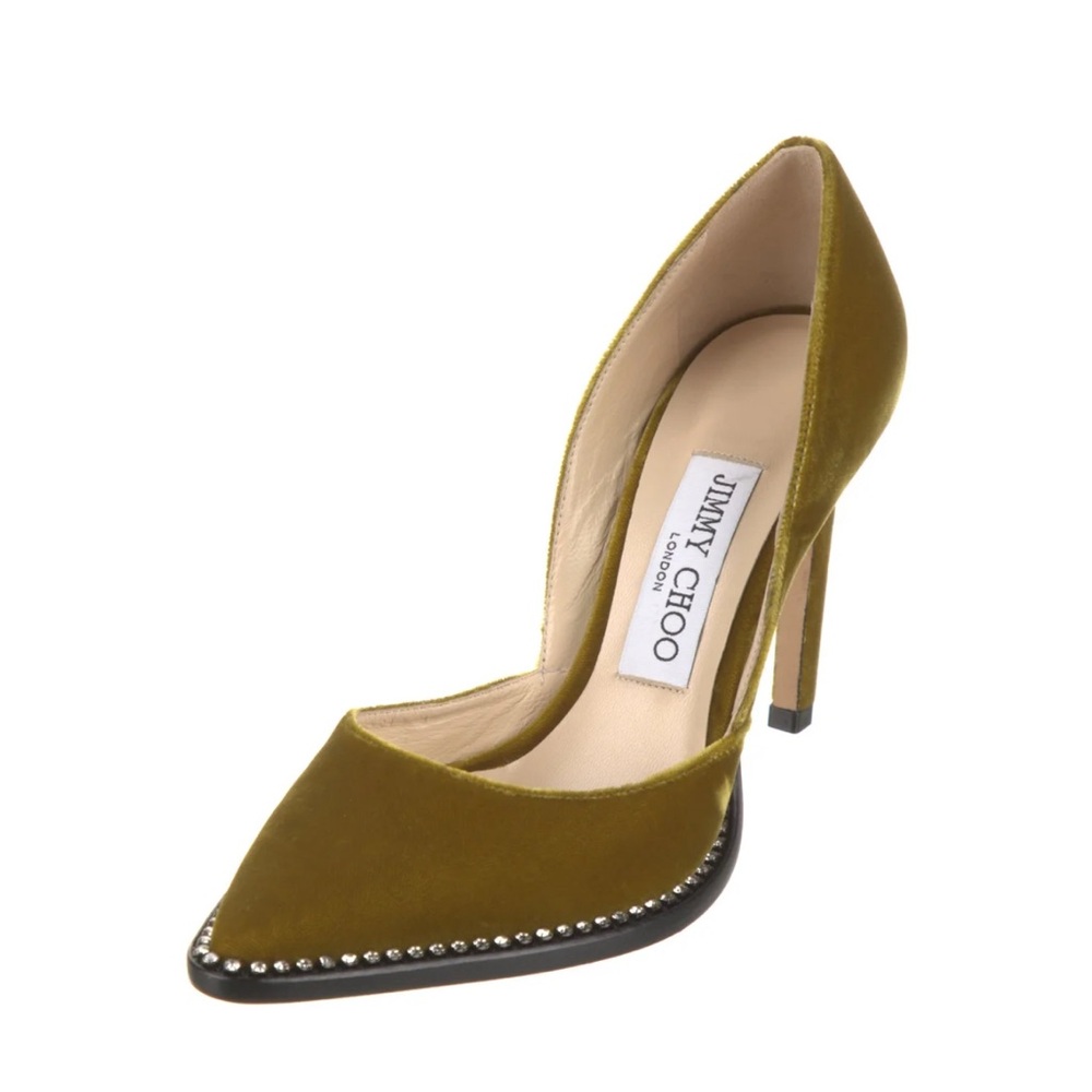 Jimmy Choo Babette Velvet Crystal D'Orsay Stilettos